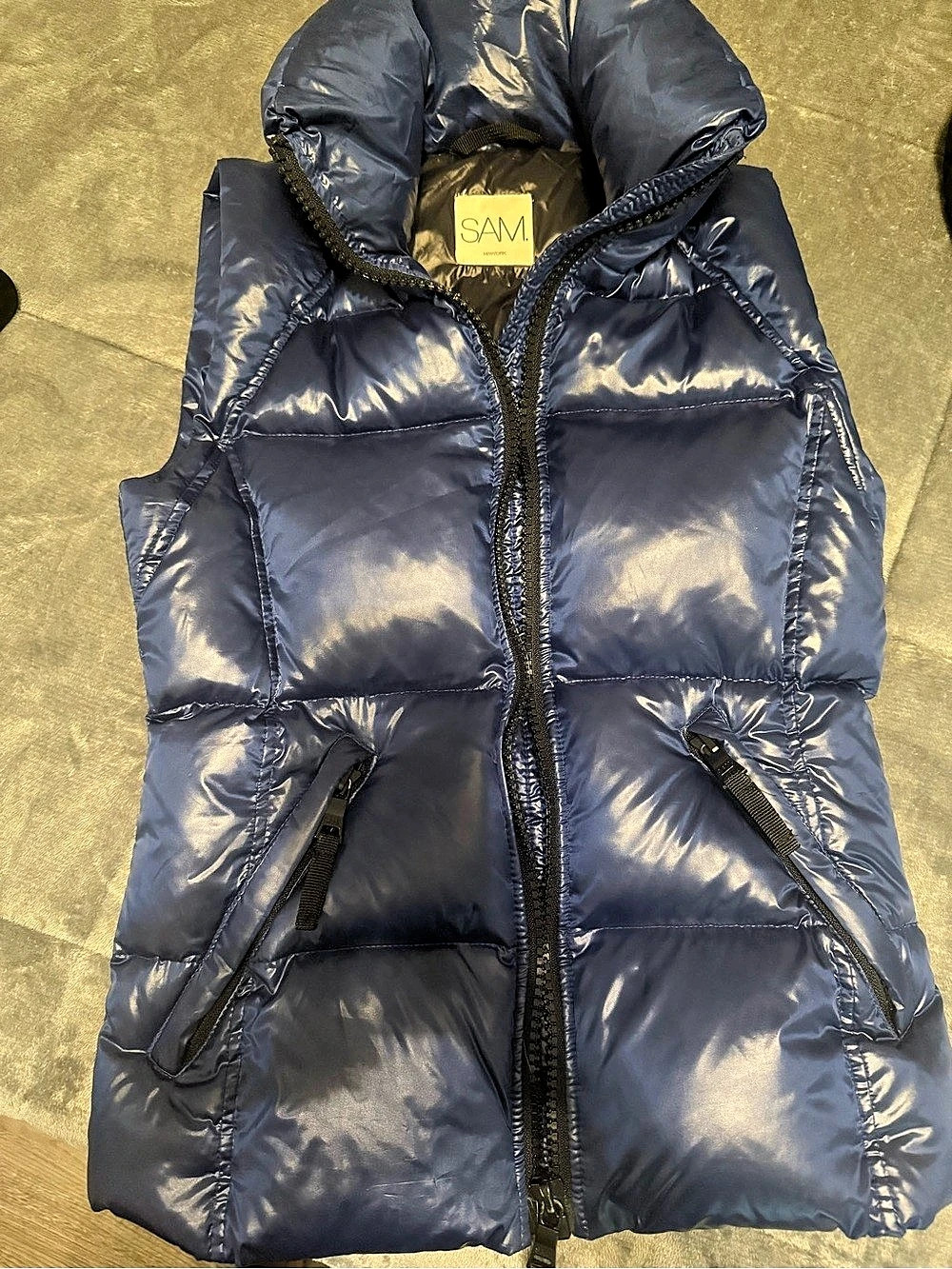 SAM. Freedom Vest. Quilted Puffer in Blue, Medium